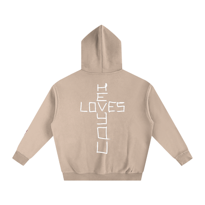 He loves you (Oversize Fleeced Hoodie)(hearts on sleeve)