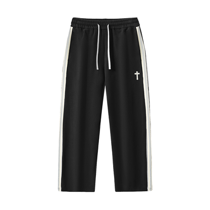 Cross logo pants  (Contrast Side-Stripe Straight-Leg  Pants)