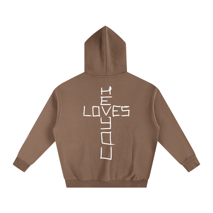 He loves you (Oversize Fleeced Hoodie)(hearts on sleeve)