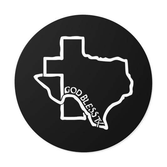 Black Texas Cross (Round Vinyl Sticker)