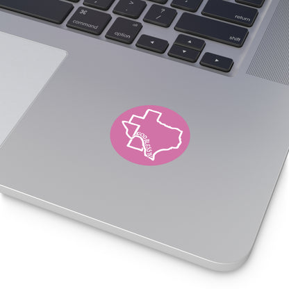 Pink Texas Cross (Round Vinyl Sticker)