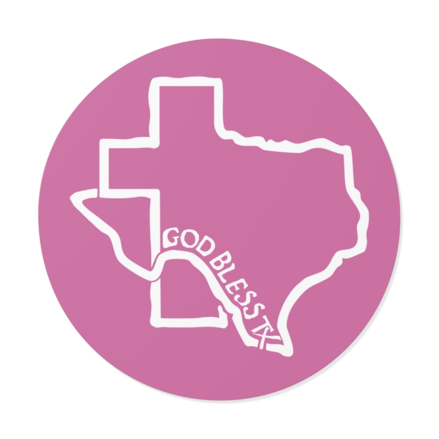Pink Texas Cross (Round Vinyl Sticker)