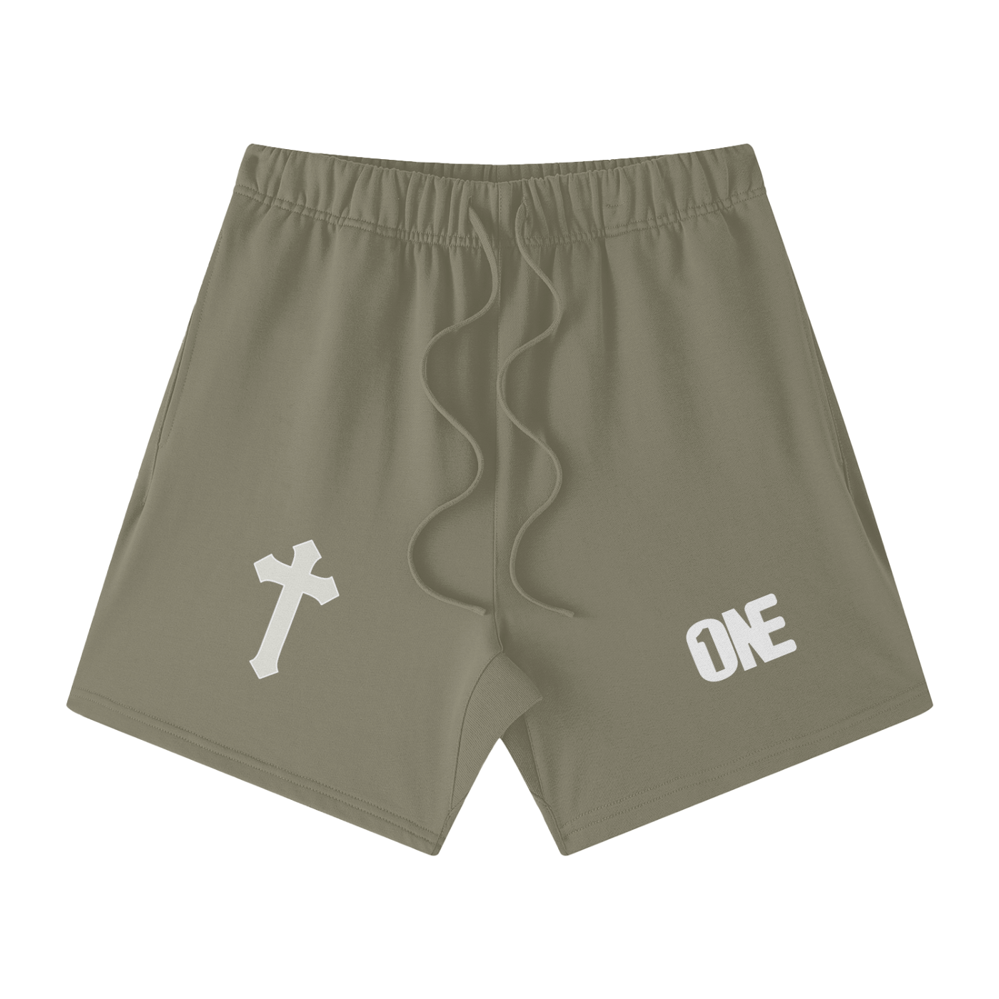 (Holy One) Streetwear Unisex Heavyweight Earth Tone Loose Fit FOG 100% Cotton Shorts