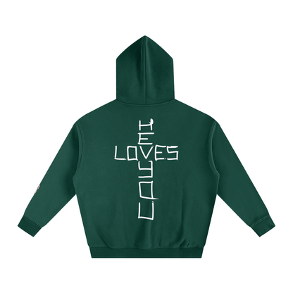 He loves you (Oversize Fleeced Hoodie)(hearts on sleeve)