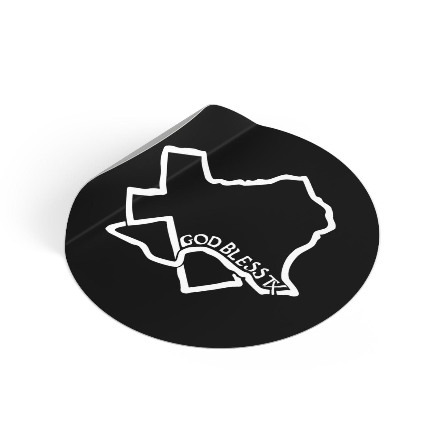 Black Texas Cross (Round Vinyl Sticker)
