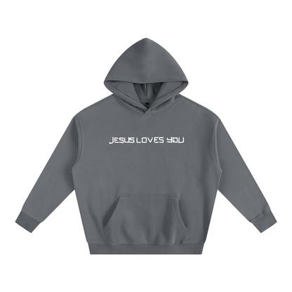 He loves you (Oversize Fleeced Hoodie)(hearts on sleeve)