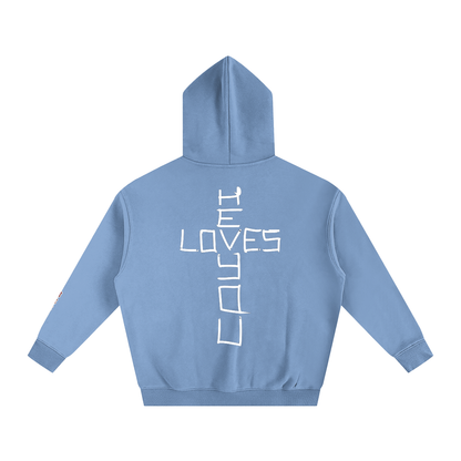 He loves you (Oversize Fleeced Hoodie)(hearts on sleeve)