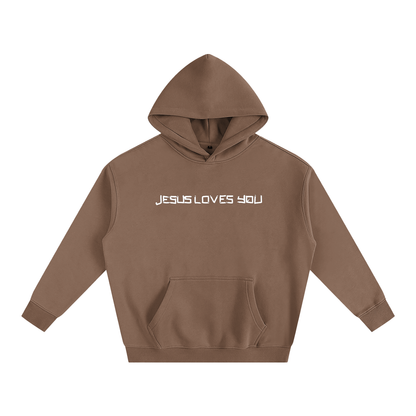 He loves you (Oversize Fleeced Hoodie)(hearts on sleeve)