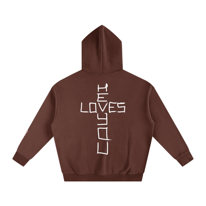He loves you (Oversize Fleeced Hoodie)(hearts on sleeve)