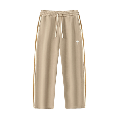 Cross logo pants  (Contrast Side-Stripe Straight-Leg  Pants)