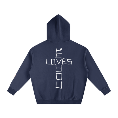 He loves you (Oversize Fleeced Hoodie)(hearts on sleeve)