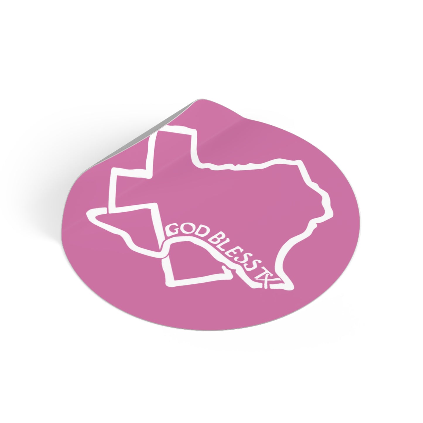 Pink Texas Cross (Round Vinyl Sticker)