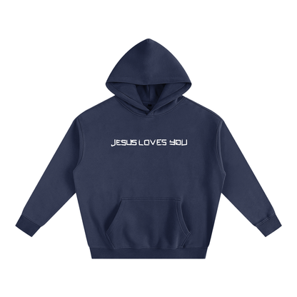 He loves you (Oversize Fleeced Hoodie)(hearts on sleeve)
