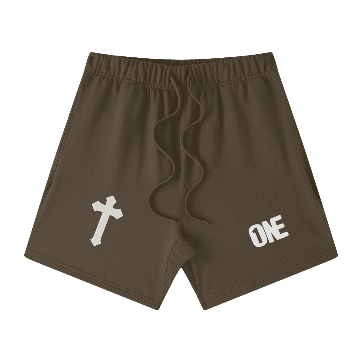 (Holy One) Streetwear Unisex Heavyweight Earth Tone Loose Fit FOG 100% Cotton Shorts