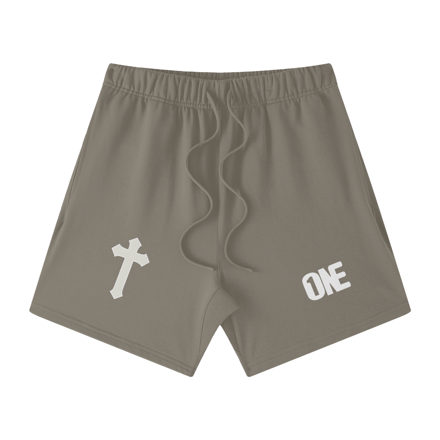 (Holy One) Streetwear Unisex Heavyweight Earth Tone Loose Fit FOG 100% Cotton Shorts