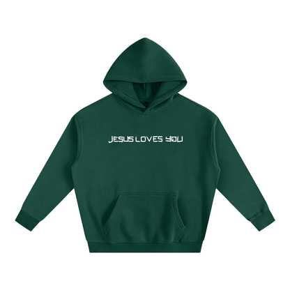 He loves you (Oversize Fleeced Hoodie)(hearts on sleeve)
